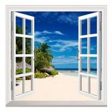 Pencere Poster Duvar Kağıdı Deniz Tatil Yapışkanlı Sticker