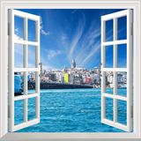 Pencere Poster Duvar Kağıdı İstanbul Galata Yapışkanlı Sticker