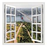 Pencere Poster Duvar Kağıdı İstanbul Köprü Yapışkanlı Sticker