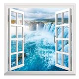 Pencere Poster Duvar Kağıdı İzlanda Şelale Yapışkanlı Sticker