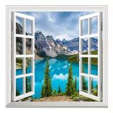 Pencere Poster Duvar Kağıdı Moraine Gölü Yapışkanlı Sticker