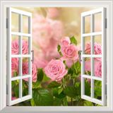 Pencere Poster Duvar Kağıdı Pembe Güller Yapışkanlı Sticker