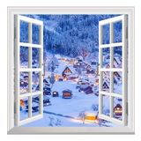 Pencere Poster Duvar Kağıdı Shirakawago Yapışkanlı Sticker