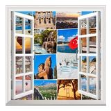 Pencere Poster Duvar Kağıdı Türkiye Fotokolaj Yapışkanlı Sticker