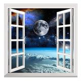 Pencere Poster Duvar Kağıdı Uzay Manzarası 4 Yapışkanlı Sticker