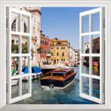 Pencere Poster Duvar Kağıdı Venedik Canal Yapışkanlı Sticker