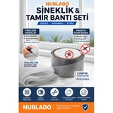 Pencere Ve Kapı Sinekliği 125X150 Cm + 2 Metre 48 Mm Güçlü Yapışkanlı Tamir Bandı 2'Li Set