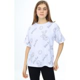 Pengai Beyaz Smile Baskılı Bisiklet Yaka Kız Çocuk T-Shirt 17765 - 9 - 10 Yaş