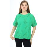 Pengai Yeşil Smile Baskılı Bisiklet Yaka Kız Çocuk T-Shirt 17763 - 10 - 11 Yaş