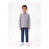 Pengim Erkek Çocuk Siyah Polo Yaka Uzun Kollu Sweatshirt / Penye Tişört %100 Pamuk Okul ve Günlük (6-13 Yaş)