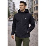 Pengora Erkek Softshell Mont Su Geçirmez Sök Tak Kapüşonlu Içi Polarlı - Siyah