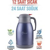 Penguen 2 Litre Çelik Çay Termosu Sıcak Su Termosu Çift Katlı Paslanmaz Çelik 12 Saat Sıcak 24 Saat Soğuk