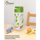 Penguen 500ML Çocuk Su Matarası Paslanmaz Çelik Pipetli Sızdırmaz Kapaklı Renkli Tasarım
