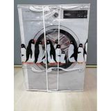 Penguen1 Desenli Şeffaf Çamaşır Makinesi Örtüsü 0,18 Mm Kalınlığında