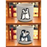 Penguenler Baskılı Latte Bardağı - Kadına Hediye, Erkek Çocuğa Hediye - Bej