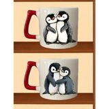 Penguenler Kupa - Erkek Arkadaşa Doğum Günü Hediyesi, Erkek Sevgiliye Doğum Günü Hediyesi - Bej