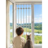 Pengüven 5 Çubuklu- Ayarlanabilir Portatif Pencere Korkuluğu (Min 85 cm - Max 155 Cm) Pencere Güvenlik Sistemleri-Antrasit - Beyaz