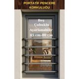PenGüven 5 Çubuklu- İç Montaj- (45-80 CM) Portatif Pencere Korkuluğu- Çocuk Güvenlik Sistemleri- Gri Antrasit