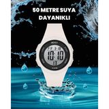 Penly 8217 Model Beyaz +4 Renk Kronometre-Alarmlı 5ATM Su Geçirmez Dijital Çocuk Kol Saati - Beyaz - Siyah