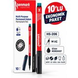 Penmark HS-206-M Siyah Permanent Asetat ve CD Kalemi 1 mm 10'lu Kutu