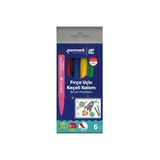 PENMARK HS-708-06 SÜPER YIKANABİLİR BRUSH FIRÇA UÇLU KEÇELİ KALEM 6 LI SET