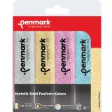 Penmark Karışık Simli Renkler 4'lü Paket Fosforlu Kalem