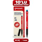 Penmark M Uç Kırmızı Permanent Asetat Kalemi 1 mm 10'lu Kutu