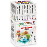 Penmark Marker's Art Brush Set Marker Kalem Sanat Boya Kalemi 12 Adet - Karışık Çok Renkli - 0,4