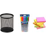 Pensan 1 Paket Tribal 8 Renk + 5 Adet Kare Post-It + 1 Adet Metal Kalemlik