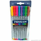 Pensan 1003 Triball Üçgen Gövdeli Tükenmez Kalem (8 Li Paket)
