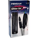 Pensan 12 Adet Glitter Gel Simli Jel Kalem Siyah Renkli Ergonomik Tasarım ile Konforlu Yazım