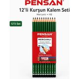 Pensan 12 Adet Mercanlı Kurşun Kalem Seti Ekonomik Kullanım İçin Genel Amaçlı Yazı Gereci