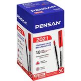 Pensan 2021 1.0 Üçgen Tükenmez Kalem 50 Adet - Kırmızı