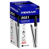 Pensan 2021 Şeffaf Üçgen Gövde 1.0 mm 50 Adet Siyah Tükenmez Kalem