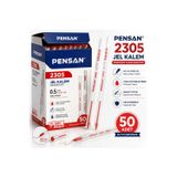 Pensan 2305 Kırmızı Jel Kalem 0.5 mm 50'li Kutu | Akıcı Yazım, İnce Uç, Okul Ofis ve Günlük Kullanım