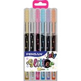 Pensan 2800 Krş 6'lı Simli Jely Kalem Seti 1.0 mm Parlak Renkler ile Kalite PE02800JK6