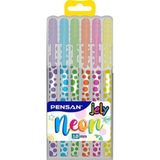 Pensan 2801 Karışık 6'lı Jely Neon Jel Kalem