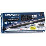 Pensan 3003 Siyah Keçeli Kalem Seti 10 Adet Ofis Kullanımı için Ergonomik Tasarım