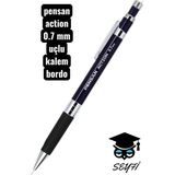 Pensan Action Versatil Kalem 0.7 mm Uçlu Kalem Silikon Tutma Alanı ve Kaliteli Mekanizma - standart - Çok Renkli