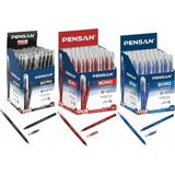 Pensan Büro 2270 Tükenmez Kalem, 1.0 mm Medium Uç, 3 Renk Seti, 150 Adet (50 Siyah + 50 Mavi + 50 - Çok Renkli