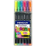 Pensan Fineliner 6 Neon Renk 0.4mm Ince Keçe Uçlu Yazı Kalemi 1 Paket 6 Lı Neon Fineliner Kalem Seti - Standart - Renkli