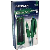 Pensan Glitter Gel Simli Jel Kalem 12 Adet - Yeşil
