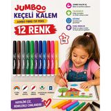 Pensan Kidz Jumboo 12 Renk Yıkanabilir Jumbo Keçeli Kalem Kalın Uçlu Çocuk Boyama Kalemi