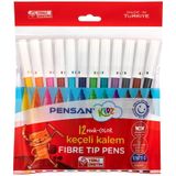 Pensan Kidz Keçeli Kalem Karışık Renk 12'Li Paket