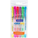Pensan Mükemmel Kalite Neon Jel Kalemler 0.8Mm Isviçre Ucu 6 Canli Renkler