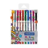 Pensan My King Simli Jel Tükenmez Kalem Seti 10 Renk 1.0 mm - Çok Renkli