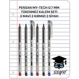 Pensan My-Tech 0.7 mm Tükenmez Kalem Seti 2 Mavi 2 Kırmızı 2 Siyah Renkli Kalemler