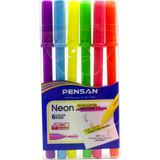 Pensan Neon Fosforlu Kalem 6 Renk Blister Yüksek Parlaklıkta 1 mm - 3.5 mm Uç Kalınlığı