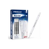 Pensan Neon Jel Kalem 1.0 mm Beyaz Yuvarlak Tasarım Ergonomik Tutuş Isviçre Elmas Uçlu 12 Li Paket