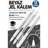 Pensan Neon Jel Kalem Tükenmez Kalem 1 mm Beyaz 12'li